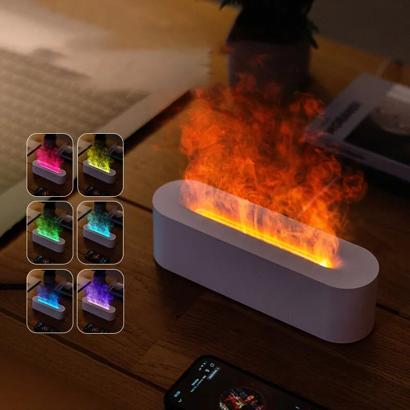 Diffuser Humidifier USB Desktop Simulation Light Aromatherapy Purifier Air for Bedroom With 7 Colors - Newest RGB Flame Aroma