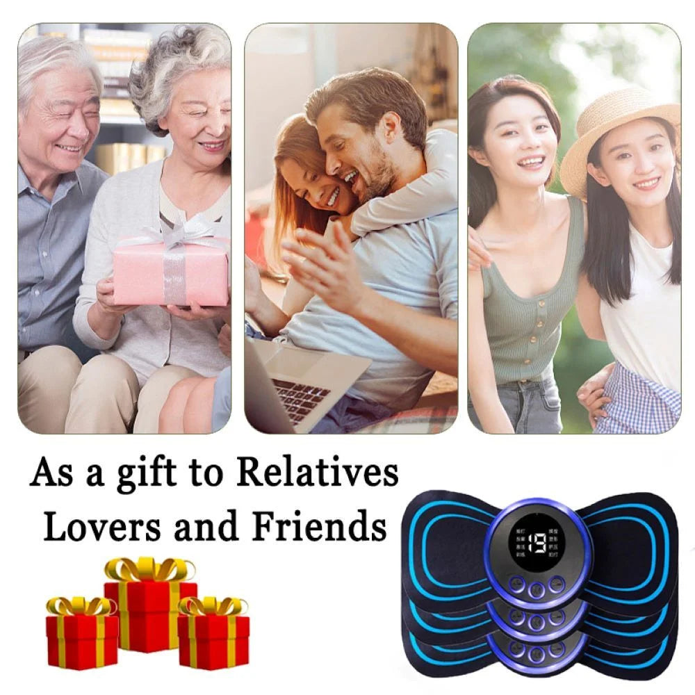 8 Modes 19 Gears Electric Pulse Neck Massager Cervical Back Muscle Pain Relief Tool Shoulder Leg Body Mini Massage Relax Cushion - 2 patches