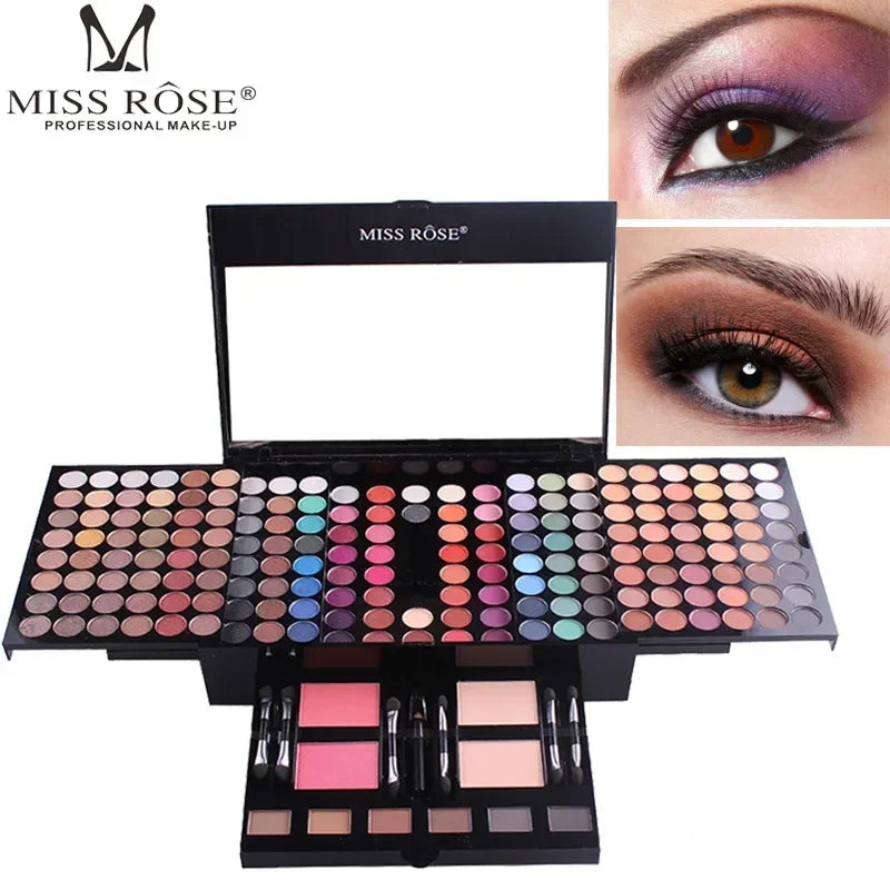 Makeup Case Set Kit-Ultimate Color Combination-Holiday Gift Set Cosmetics Eye Shadow Lip Gloss Blush Combo Palette