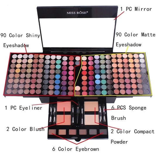 Makeup Case Set Kit-Ultimate Color Combination-Holiday Gift Set Cosmetics Eye Shadow Lip Gloss Blush Combo Palette